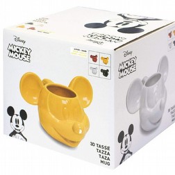 Mickey Mouse Tazza in Ceramica 3D Gialla Topolino disney  Foto2 Piccola