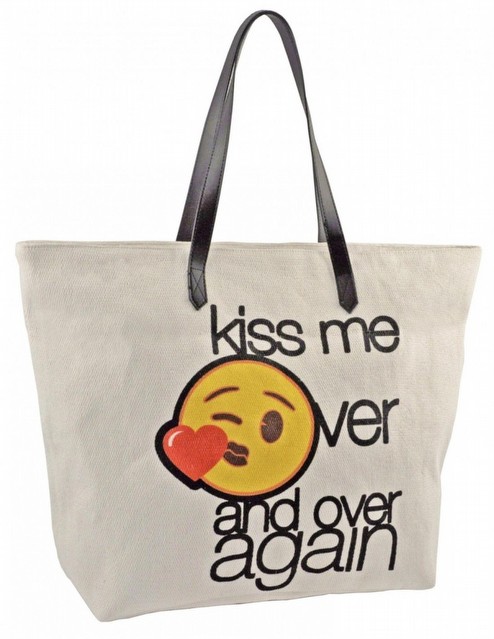 Borsa mare Emoji in canvas 50x40x7 chiusura con cerniera