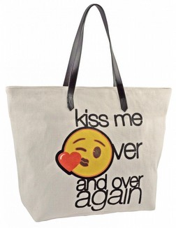 Borsa mare Emoji in canvas 50x40x7 chiusura con cerniera