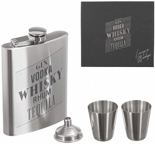  Boccetta di Whisky, Acciaio Inox, Argento