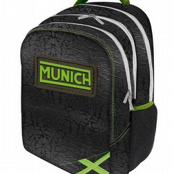 ZAINO MUNICH UOMO DONNA BACKPACK MEN WOMEN FASHION NERO FLUO