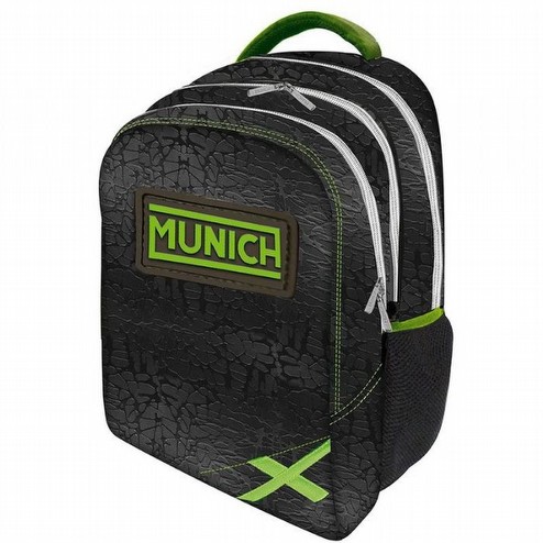 ZAINO MUNICH UOMO DONNA BACKPACK MEN WOMEN FASHION NERO FLUO